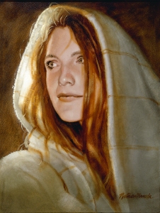 Woman In Shawl - Oil Painting by Nathan Pinnock